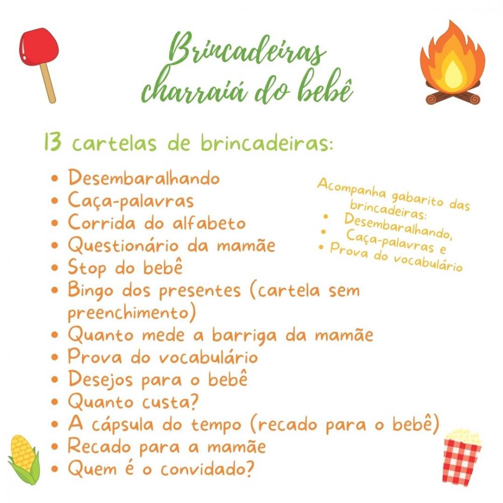 Kit Brincadeiras Charraiá do Bebê Festa Junina/caipira (pdf)