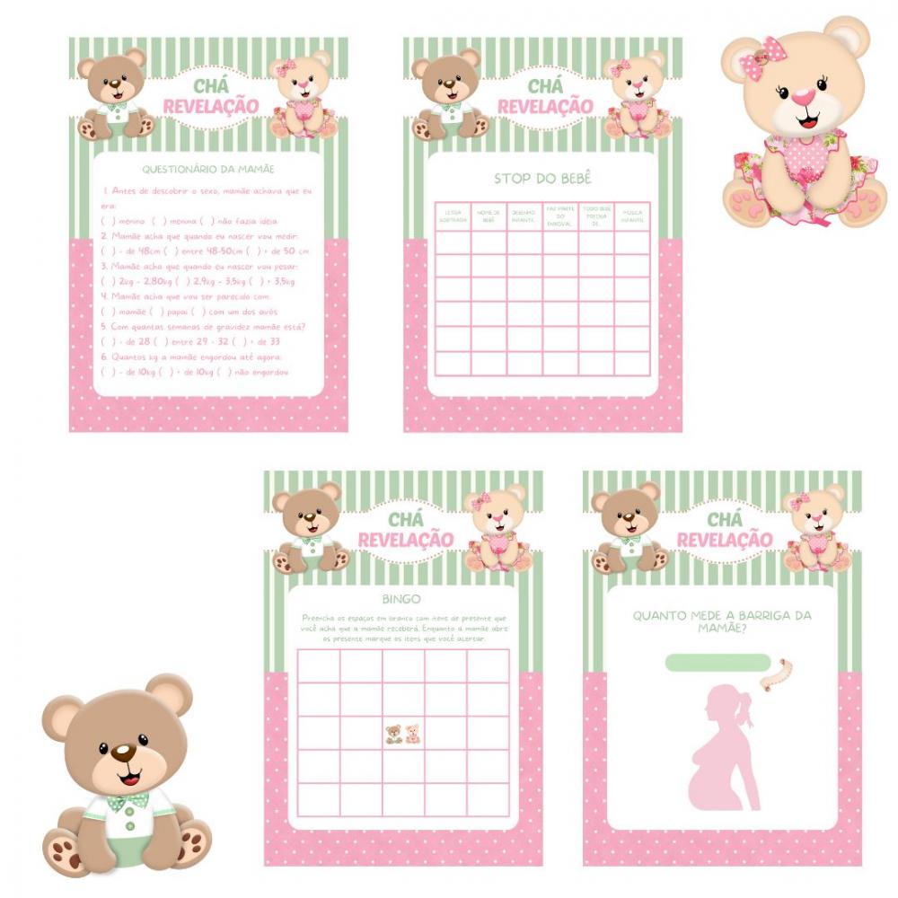 Kit Brincadeiras Chá Revelação Ursinho e Ursinha -pdf