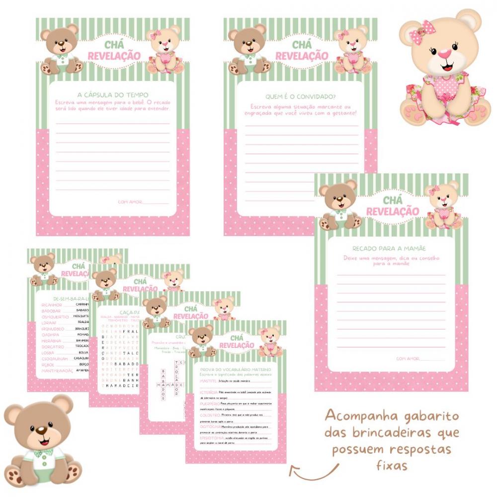 Kit Brincadeiras Chá Revelação Ursinho e Ursinha -pdf