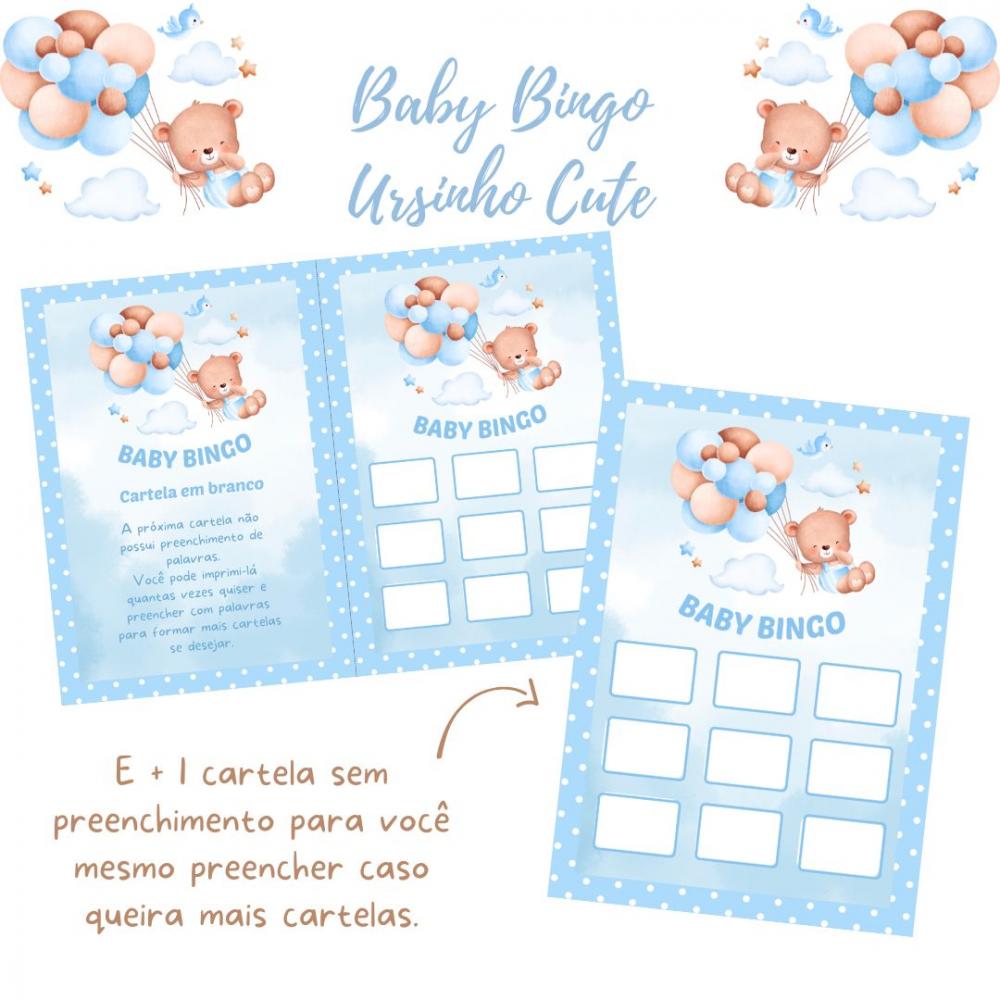 Baby Bingo Ursinho Cute (azul Poá)- 100 Cartelas pdf