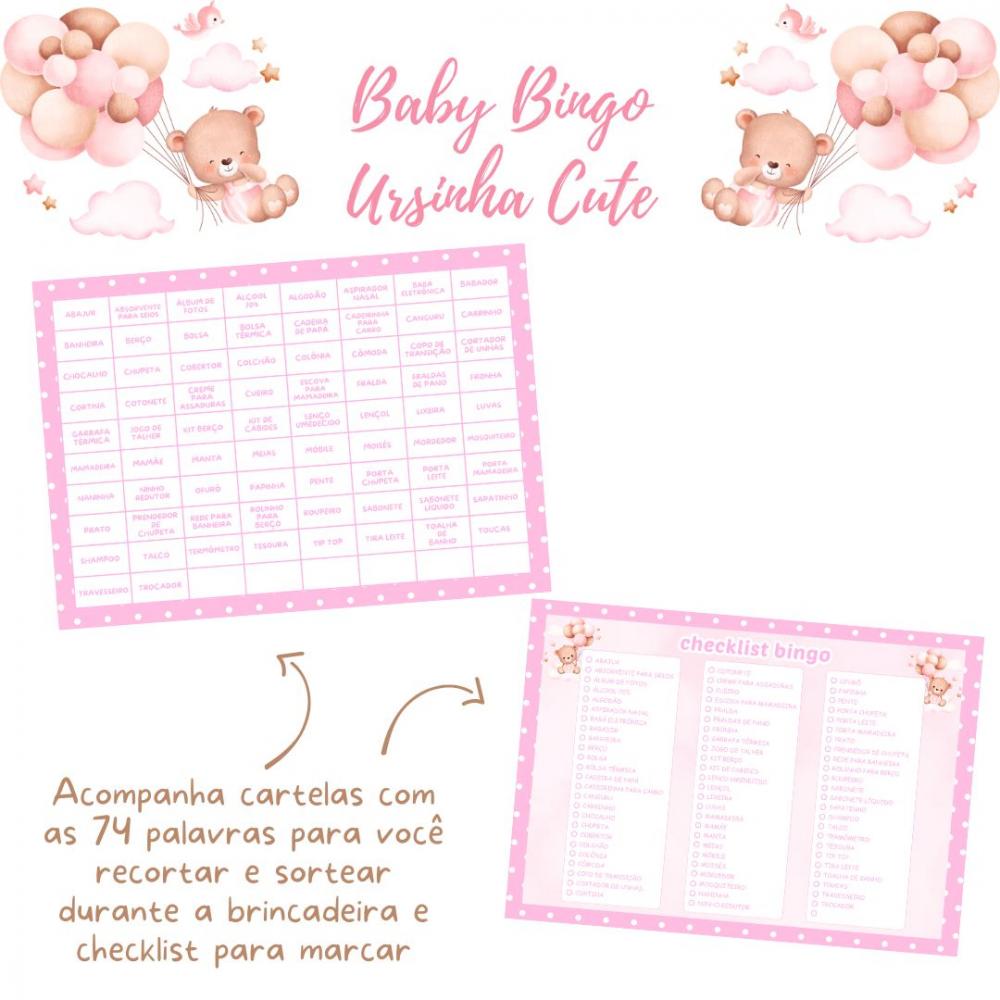Baby Bingo Ursinha Cute (rosa Poá)- 100 Cartelas pdf