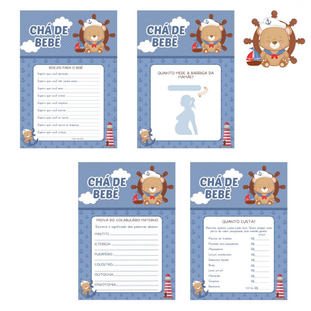 Kit Brincadeiras Chá de Bebê Ursinho Marinheiro Cute -pdf