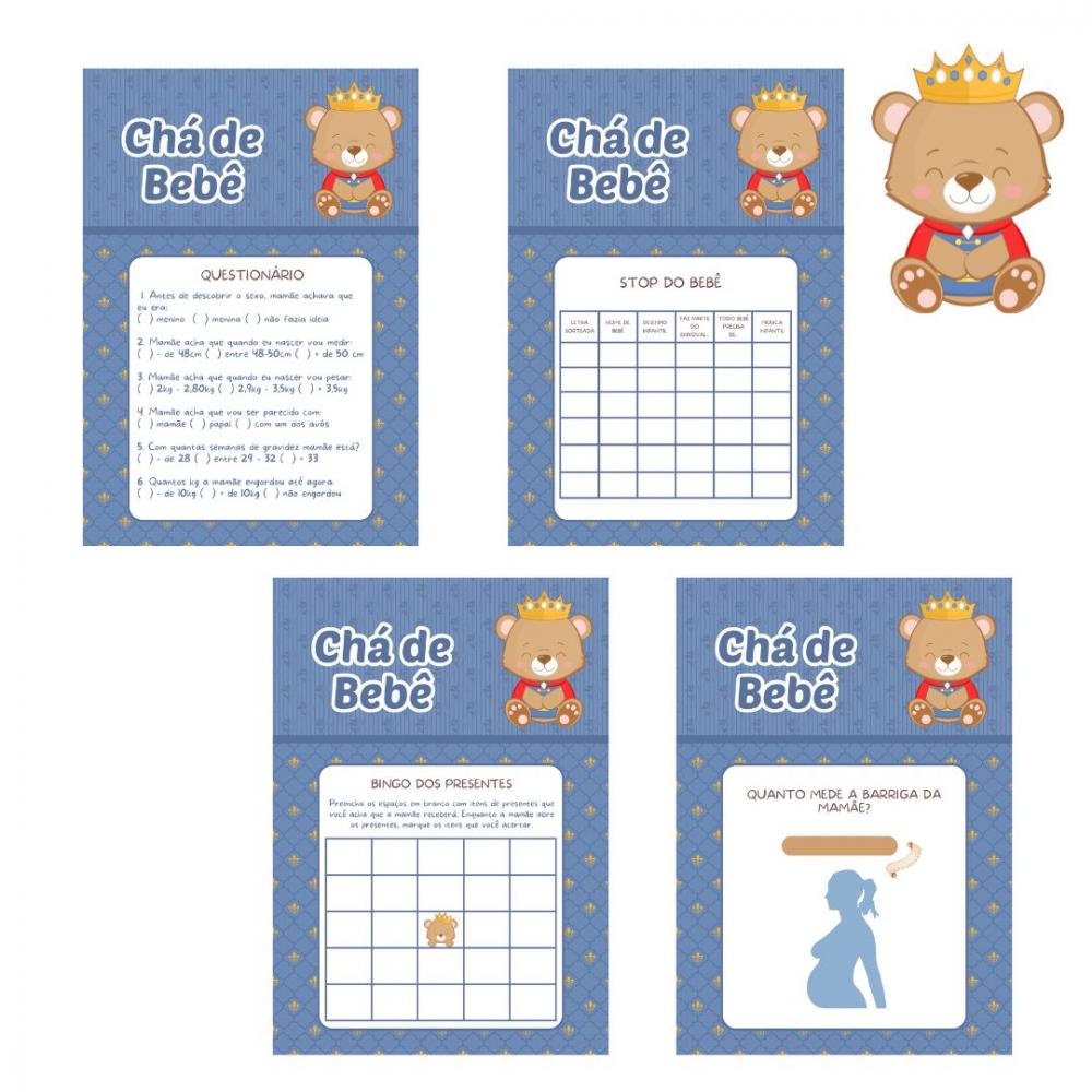 Kit Brincadeiras Chá de Bebê Ursinho Príncipe Cute -pdf