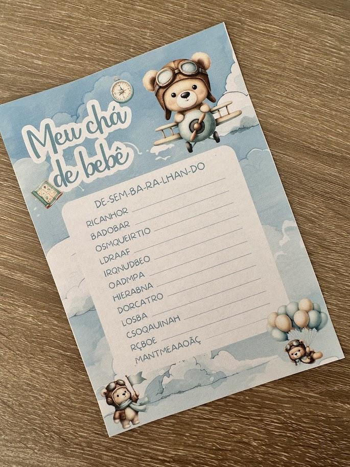 Kit Brincadeiras Chá de Bebê Ursinho Aviador Cute -pdf