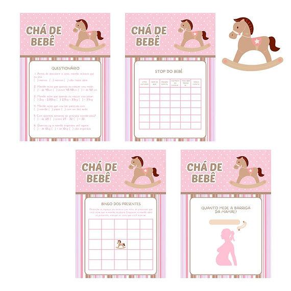 Kit Brincadeiras Chá de Bebê Cavalinho (rosa) -pdf