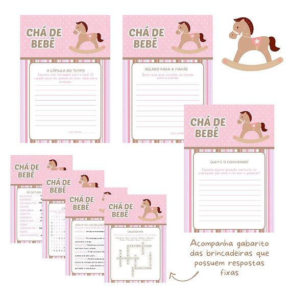 Kit Brincadeiras Chá de Bebê Cavalinho (rosa) -pdf