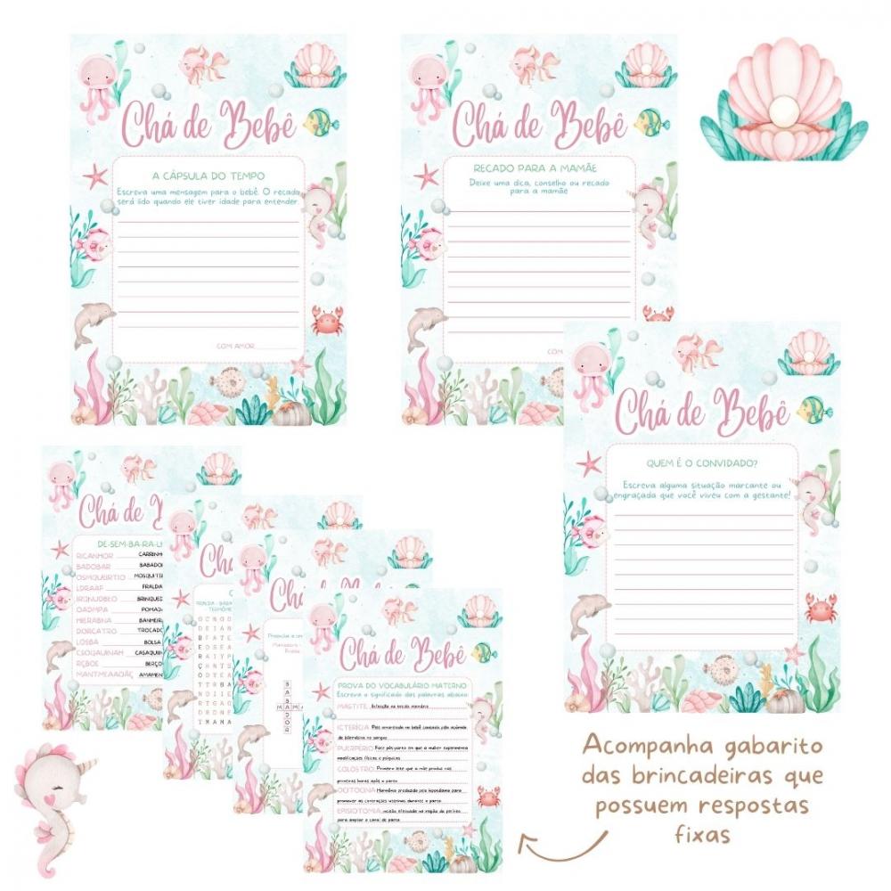 Kit Brincadeiras Chá de Bebê Fundo do Mar - pdf
