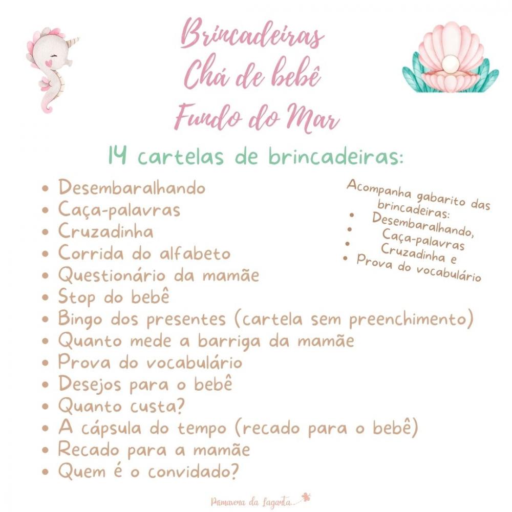 Kit Brincadeiras Chá de Bebê Fundo do Mar - pdf