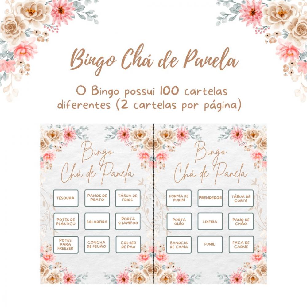 Bingo Chá de Panela Floral (100 Cartelas) - pdf