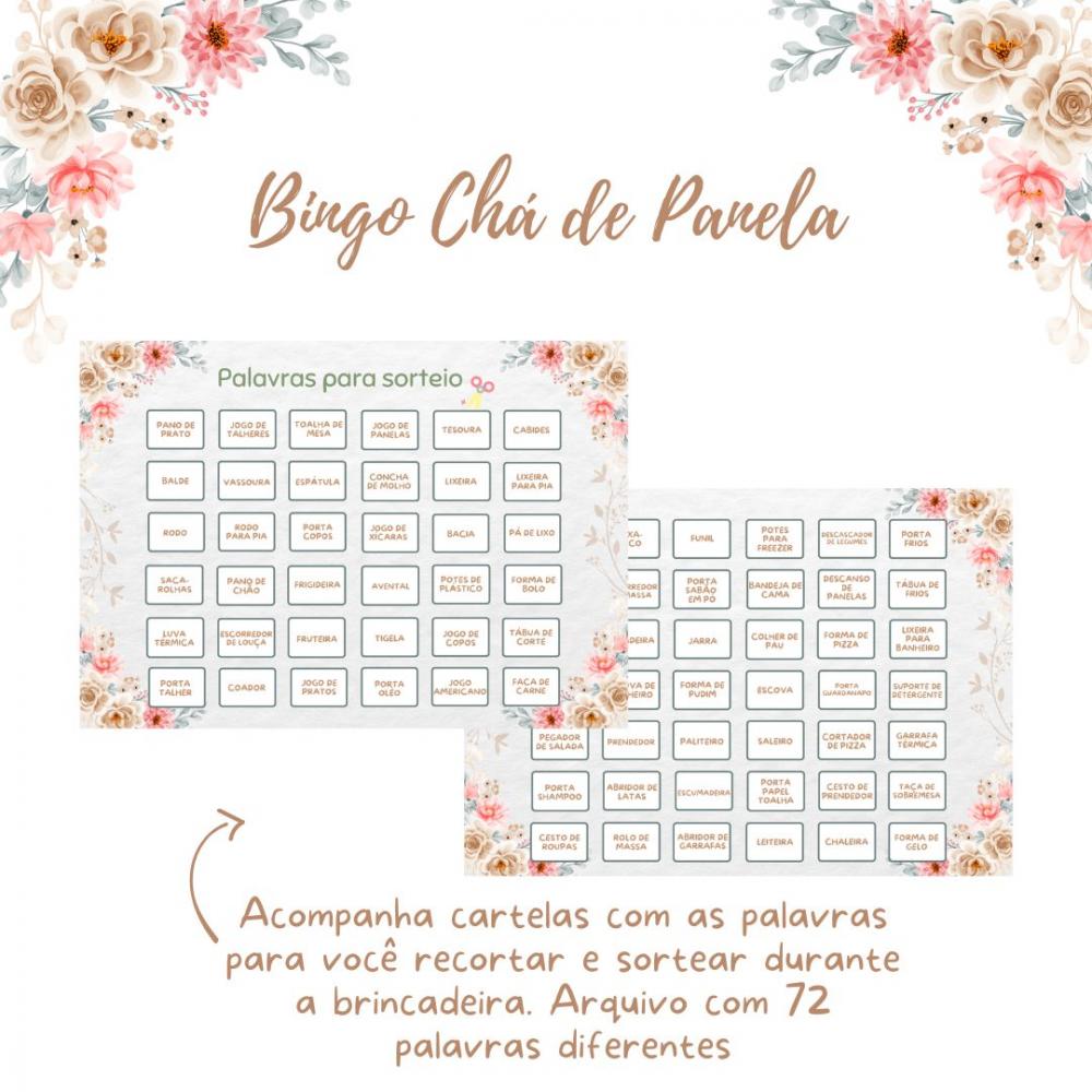 Bingo Chá de Panela Floral (100 Cartelas) - pdf
