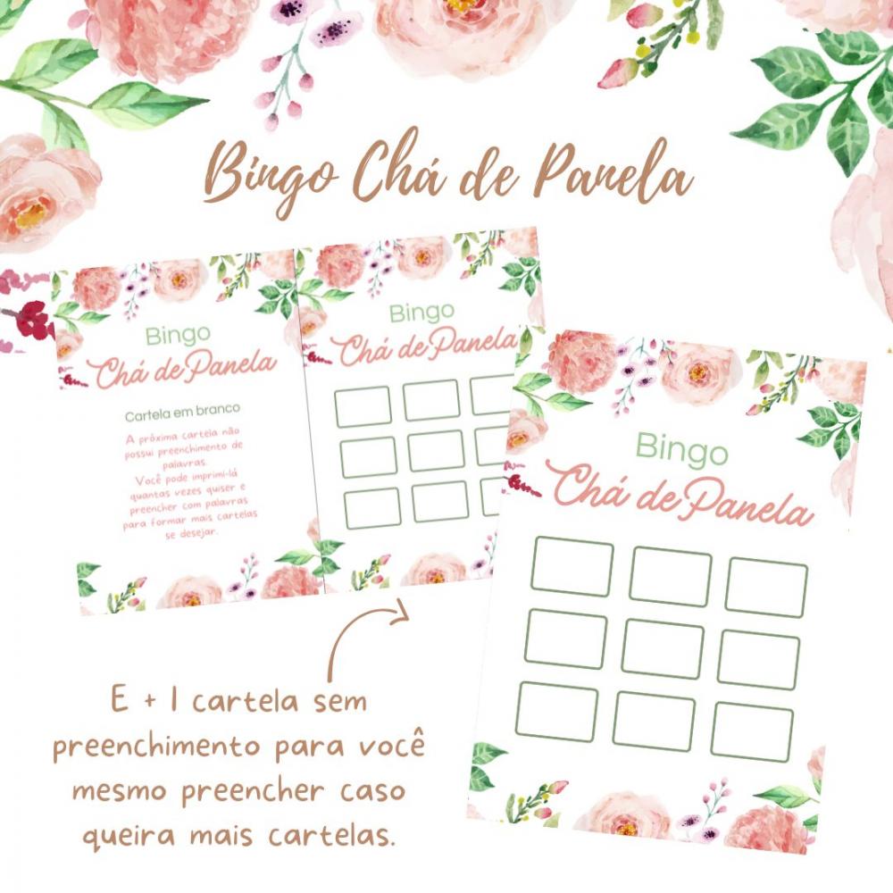 Bingo Chá de Panela Floral Aquarela (100 Cartelas) - pdf