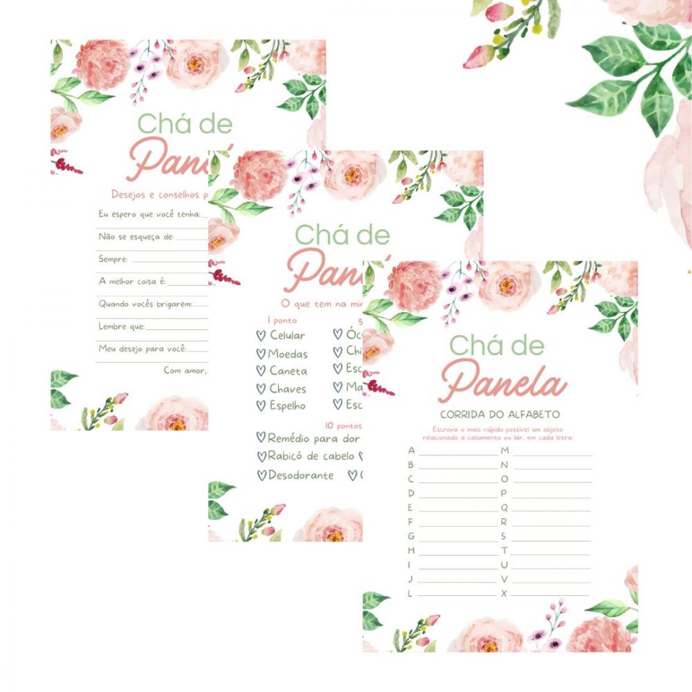 Kit Brincadeiras Chá de Panela Floral Aquarela (pdf)