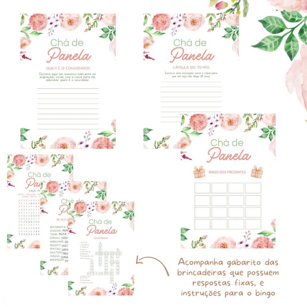 Kit Brincadeiras Chá de Panela Floral Aquarela (pdf)