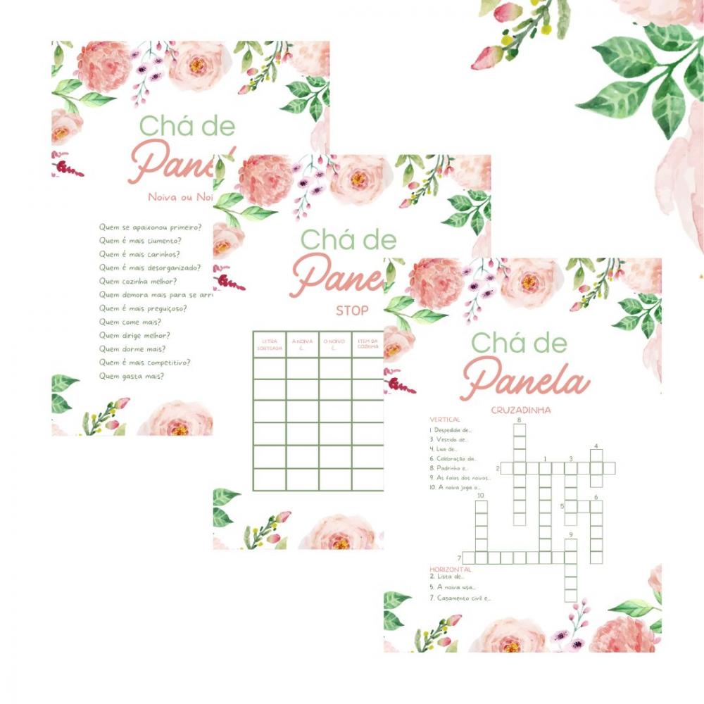 Kit Brincadeiras Chá de Panela Floral Aquarela (pdf)