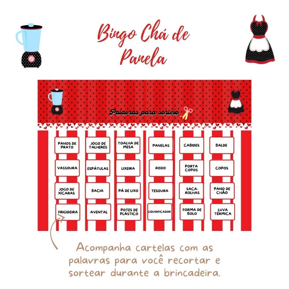 Bingo Chá de Panela - Vermelho/preto (50 Cartelas) - pdf