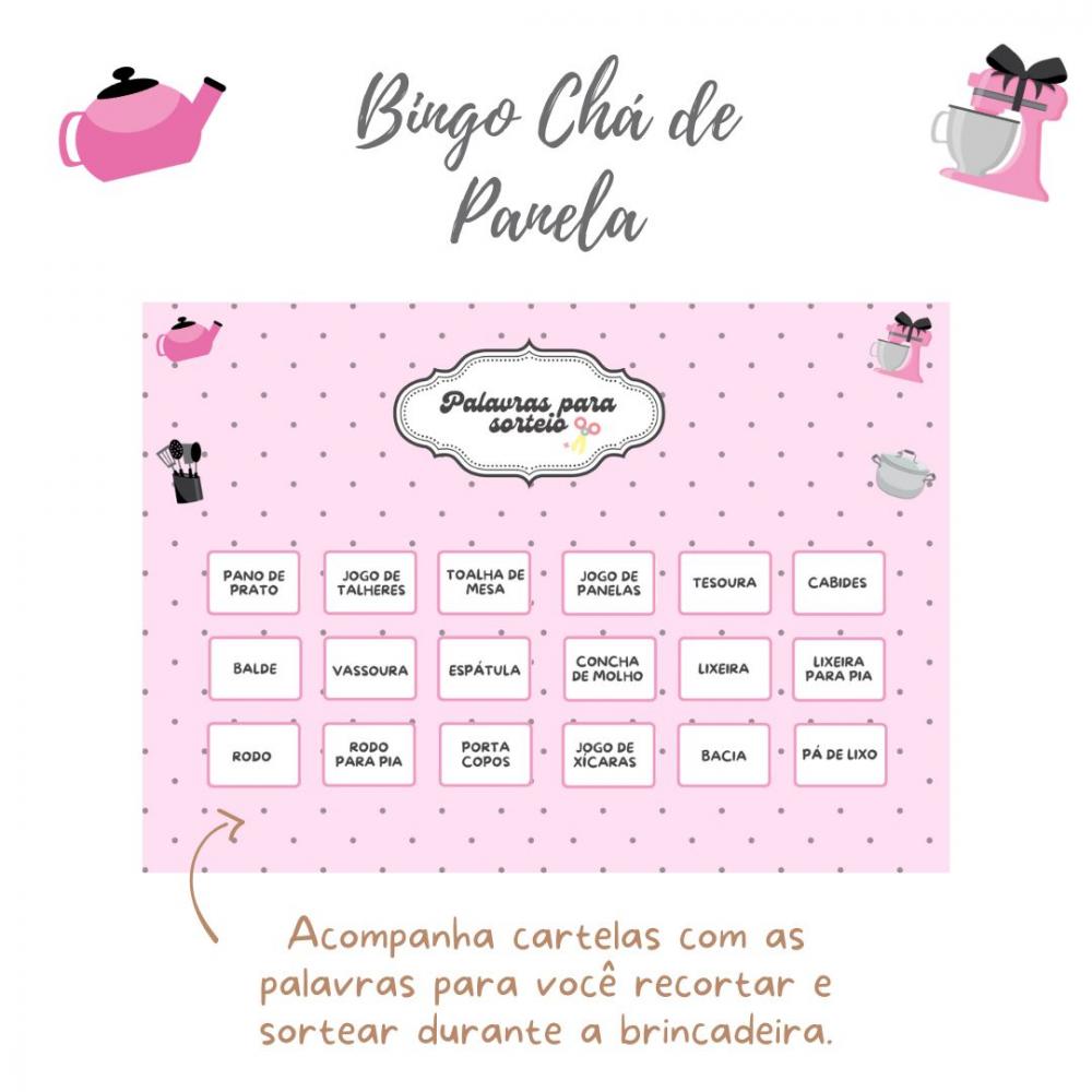 Bingo Chá de Panela (rosa e Cinza) (100 Cartelas) - pdf