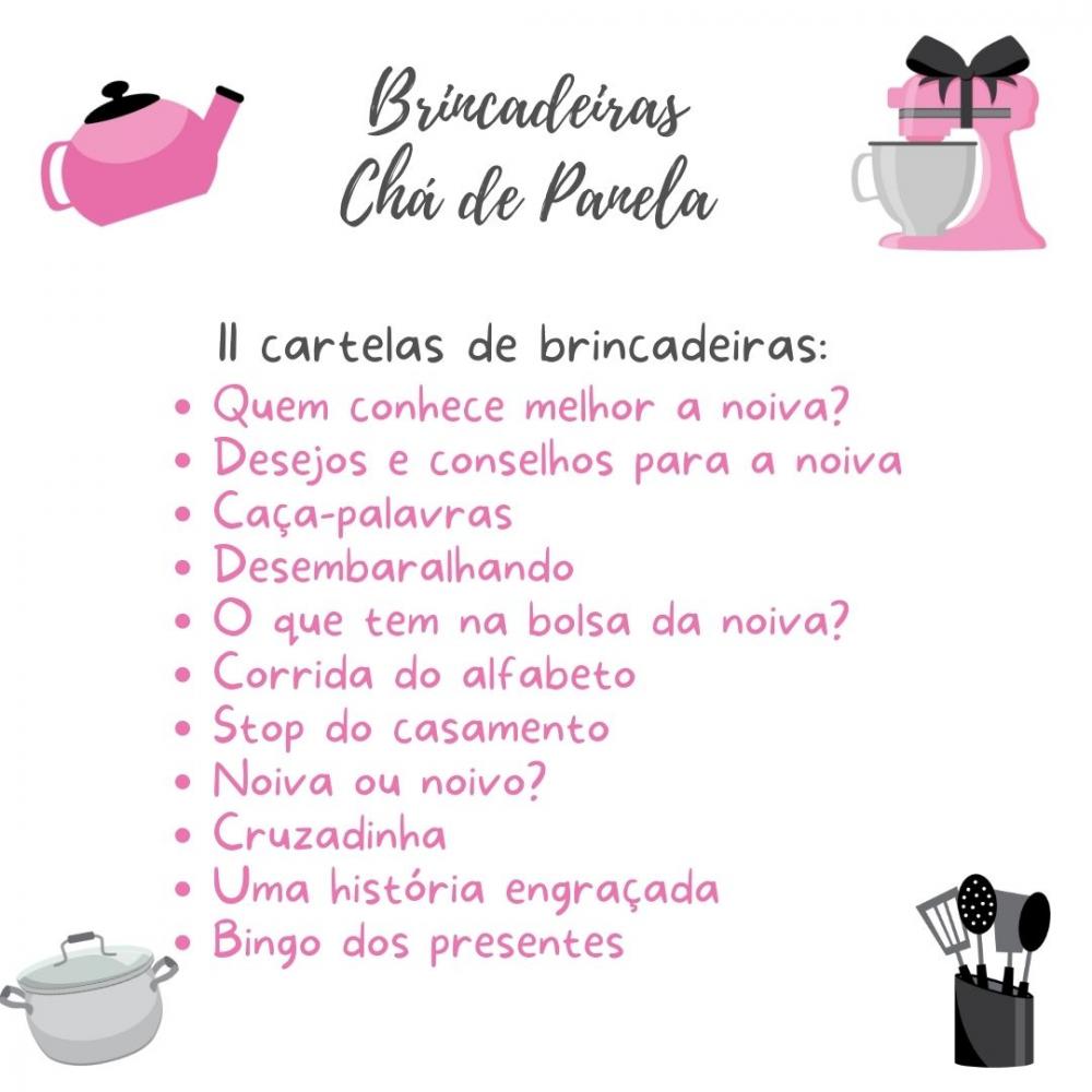 Kit Brincadeiras Chá de Panela (rosa/cinza) - pdf