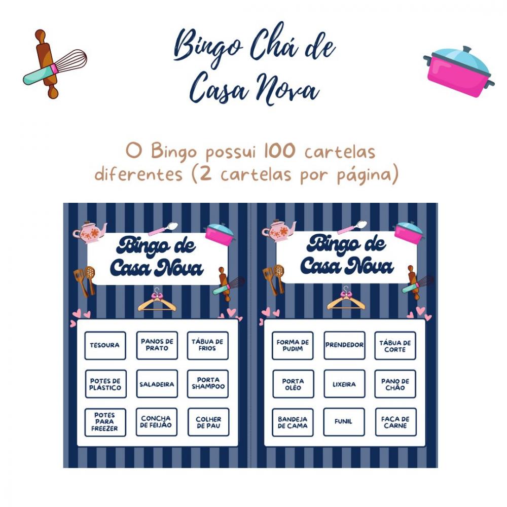 Bingo Chá de Casa Nova (100 Cartelas) - pdf
