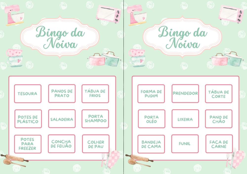 Bingo Chá de Panela Rosa/verde (100 Cartelas) - pdf
