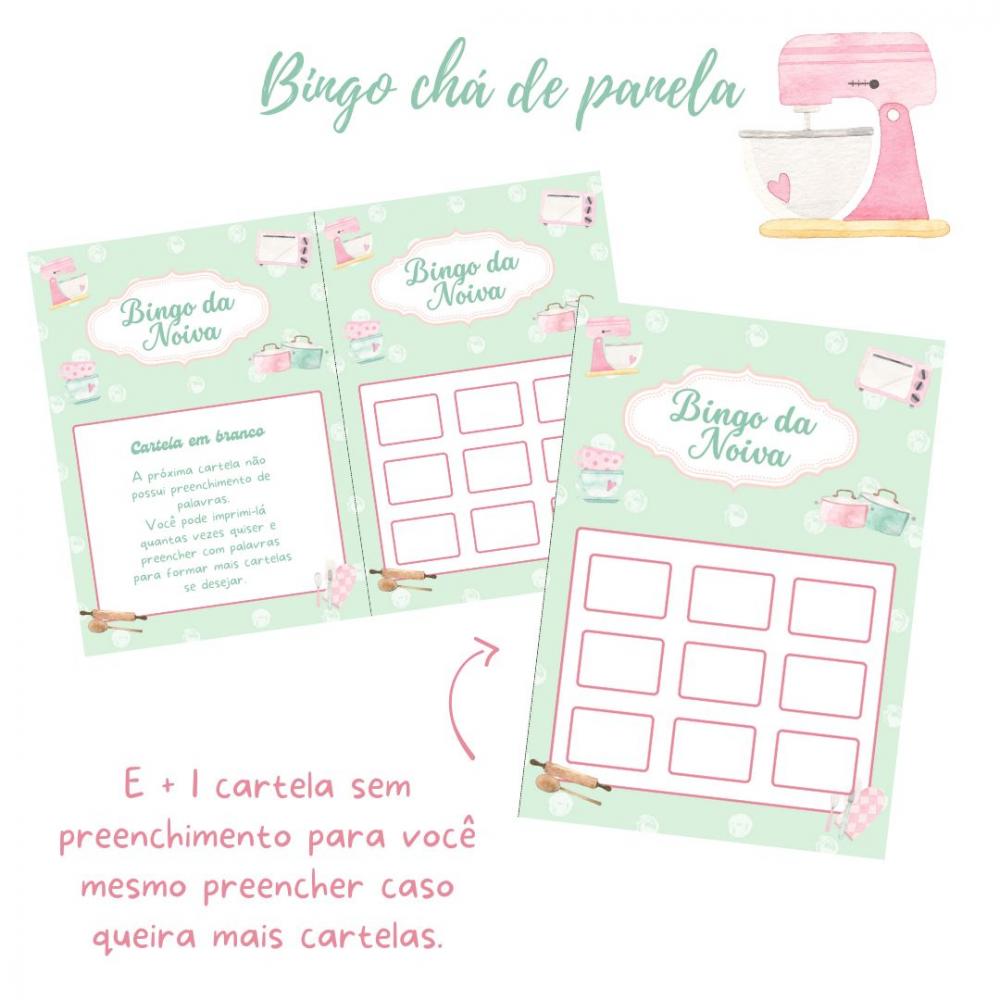Bingo Chá de Panela Rosa/verde (100 Cartelas) - pdf