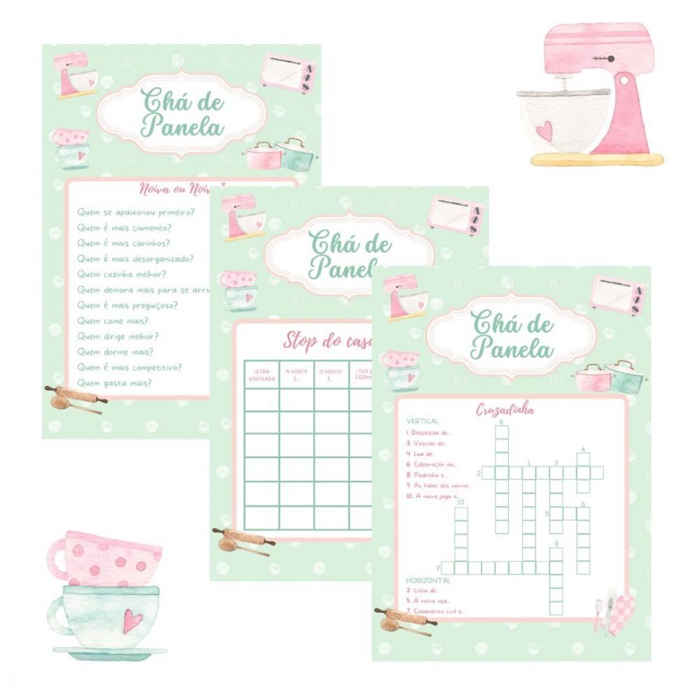 Kit Brincadeiras Chá de Panela (rosa/verde) - pdf