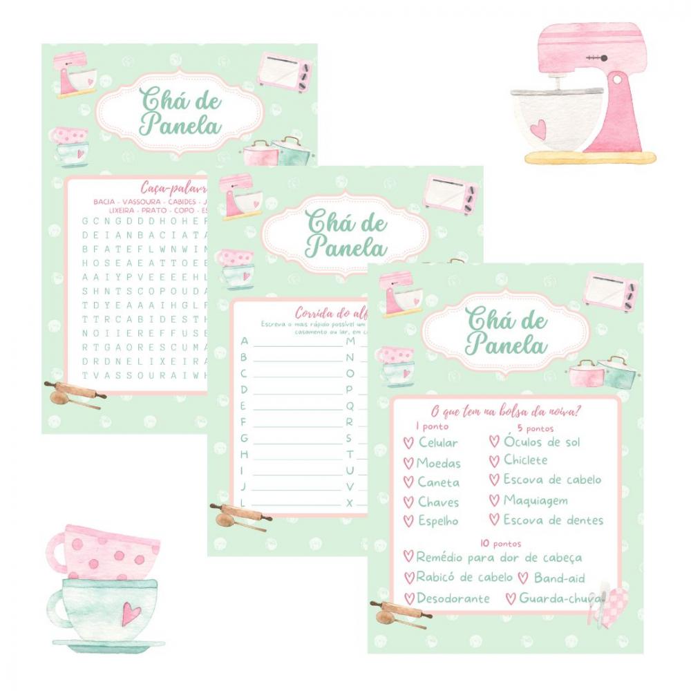 Kit Brincadeiras Chá de Panela (rosa/verde) - pdf
