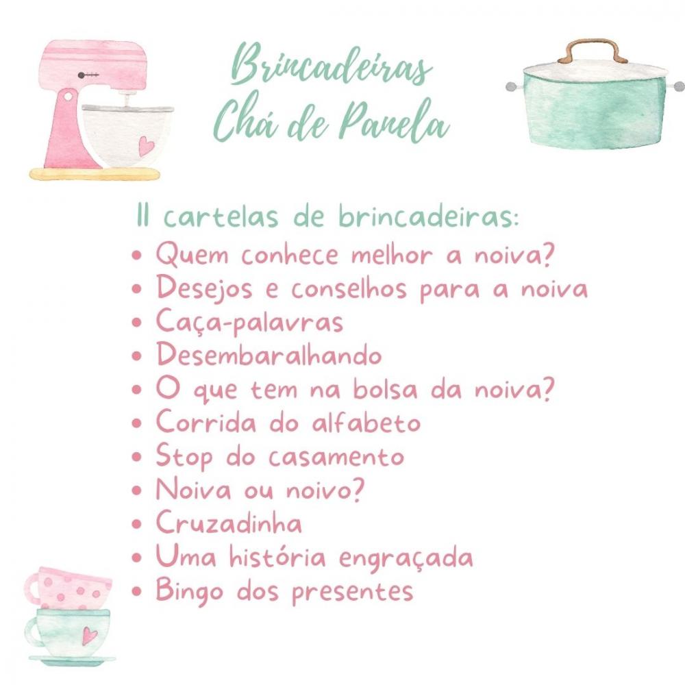 Kit Brincadeiras Chá de Panela (rosa/verde) - pdf