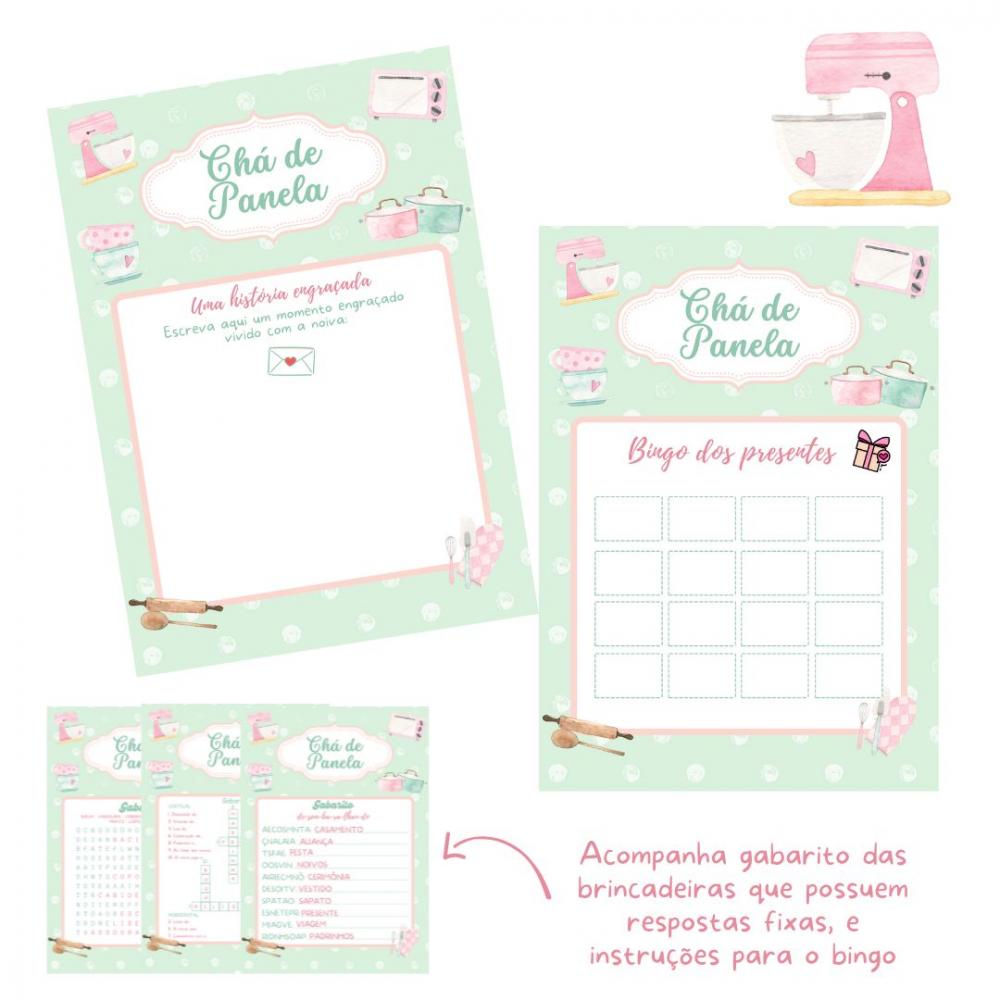 Kit Brincadeiras Chá de Panela (rosa/verde) - pdf