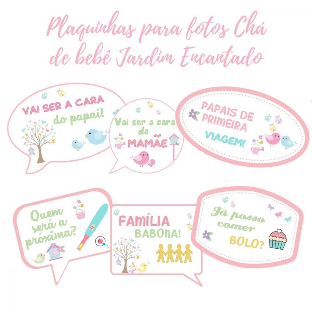 Kit Plaquinhas Chá de Bebê Jardim Encantado (arquivo Pdf)