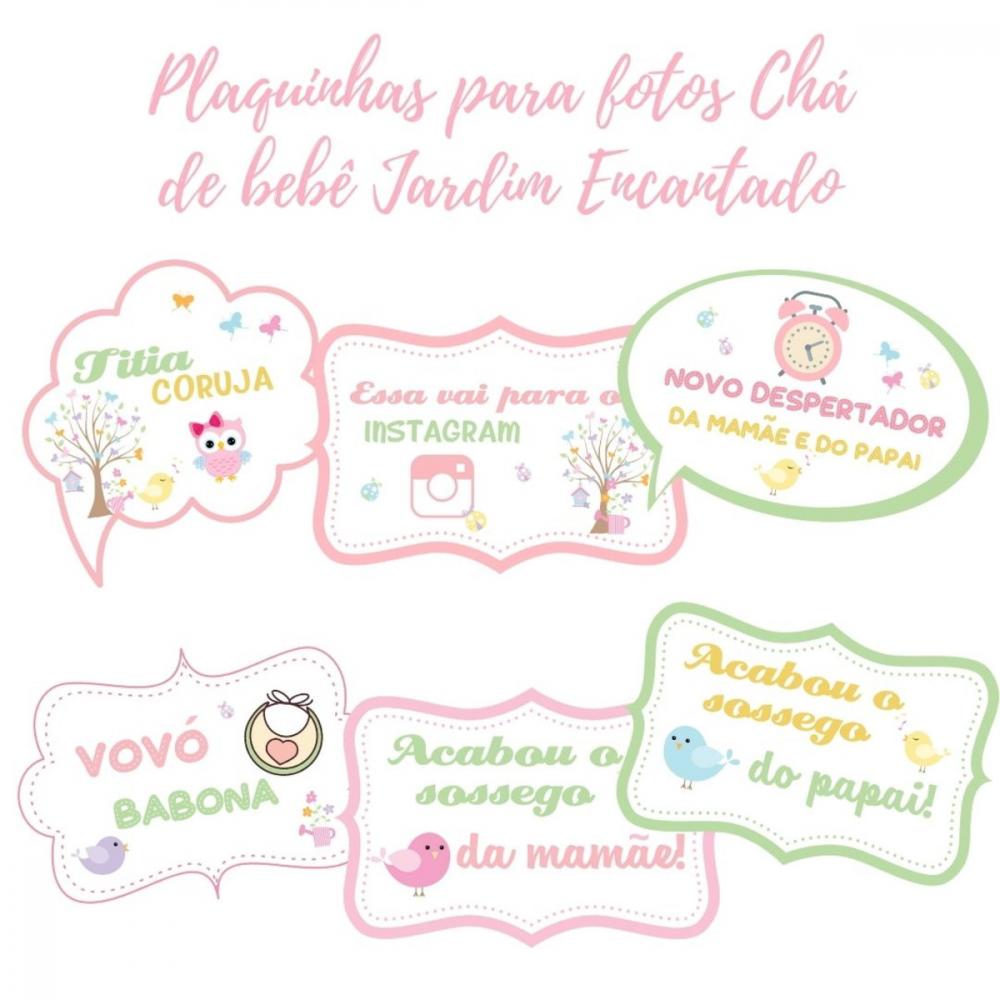 Kit Plaquinhas Chá de Bebê Jardim Encantado (arquivo Pdf)