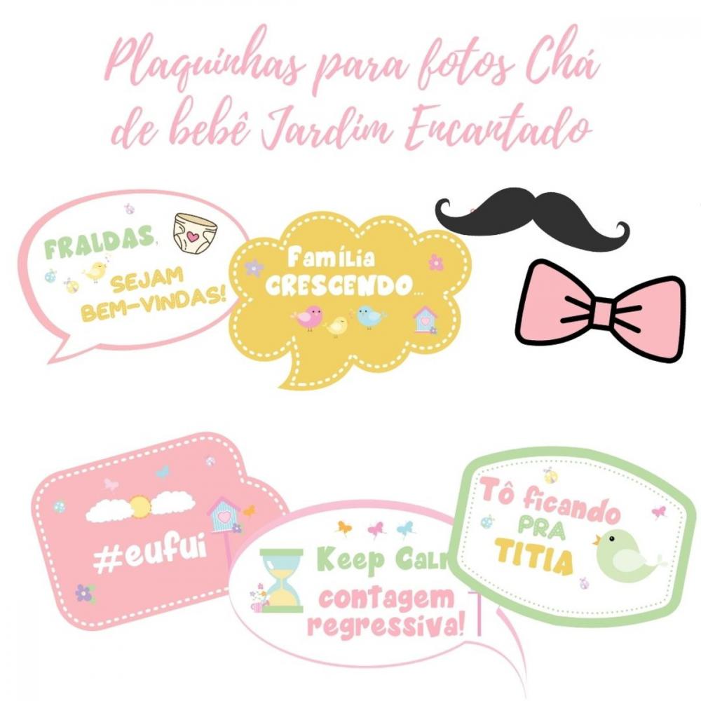 Kit Plaquinhas Chá de Bebê Jardim Encantado (arquivo Pdf)