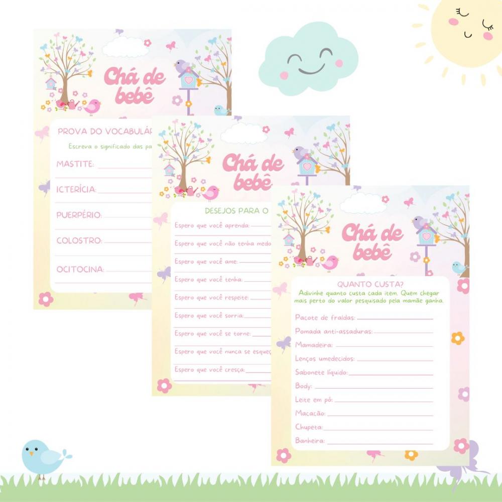 Kit Brincadeiras Chá de Bebê Jardim Encantado