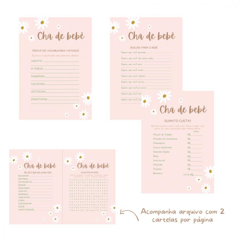 Kit Brincadeiras Chá de Bebê Margaridas (pdf)