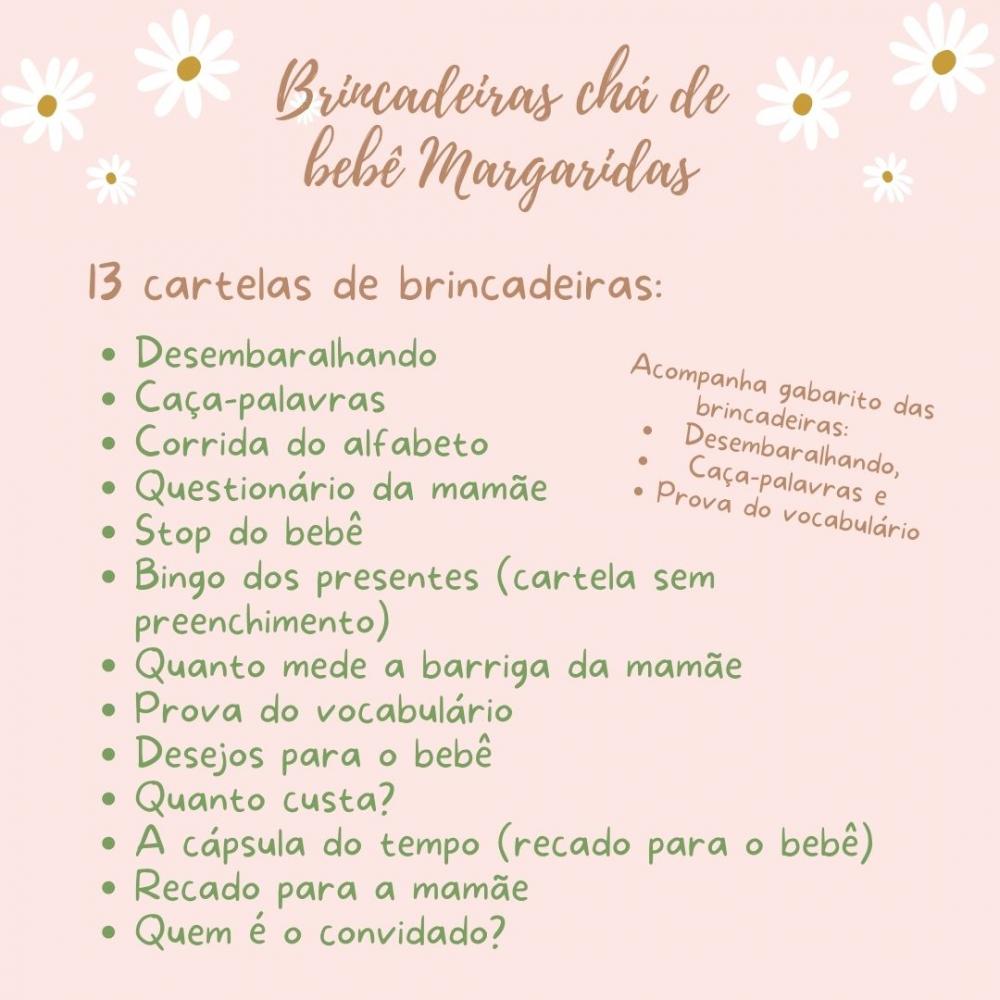 Kit Brincadeiras Chá de Bebê Margaridas (pdf)