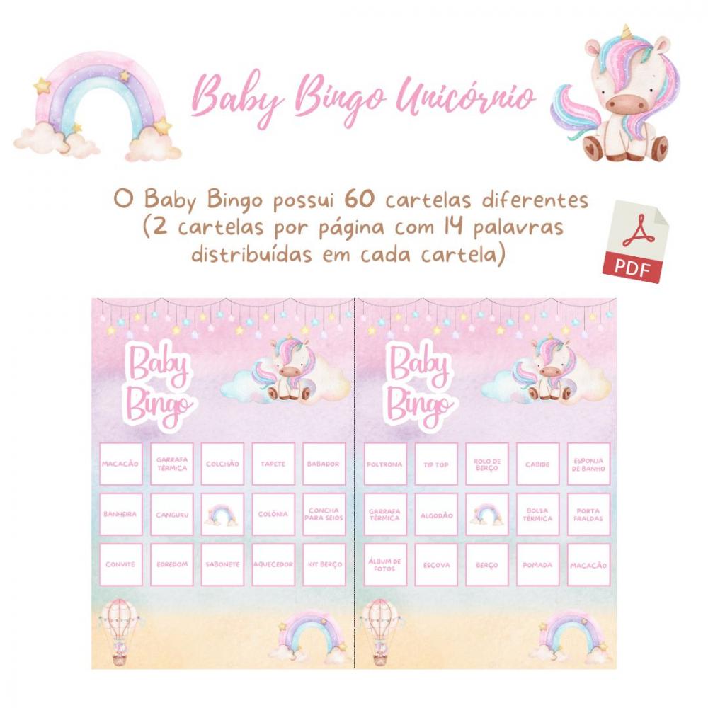Baby Bingo Unicórnio (60 Cartelas) pdf