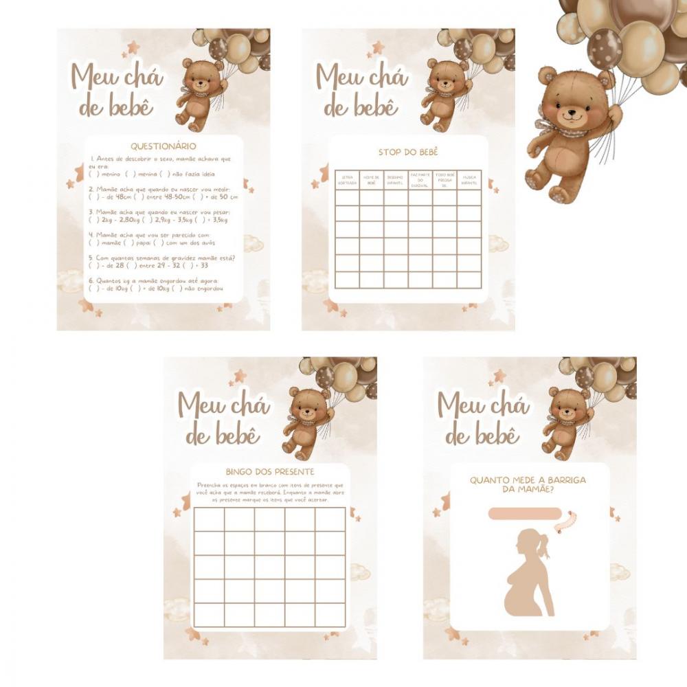Kit Brincadeiras Chá de Bebê Ursinho Balões -pdf
