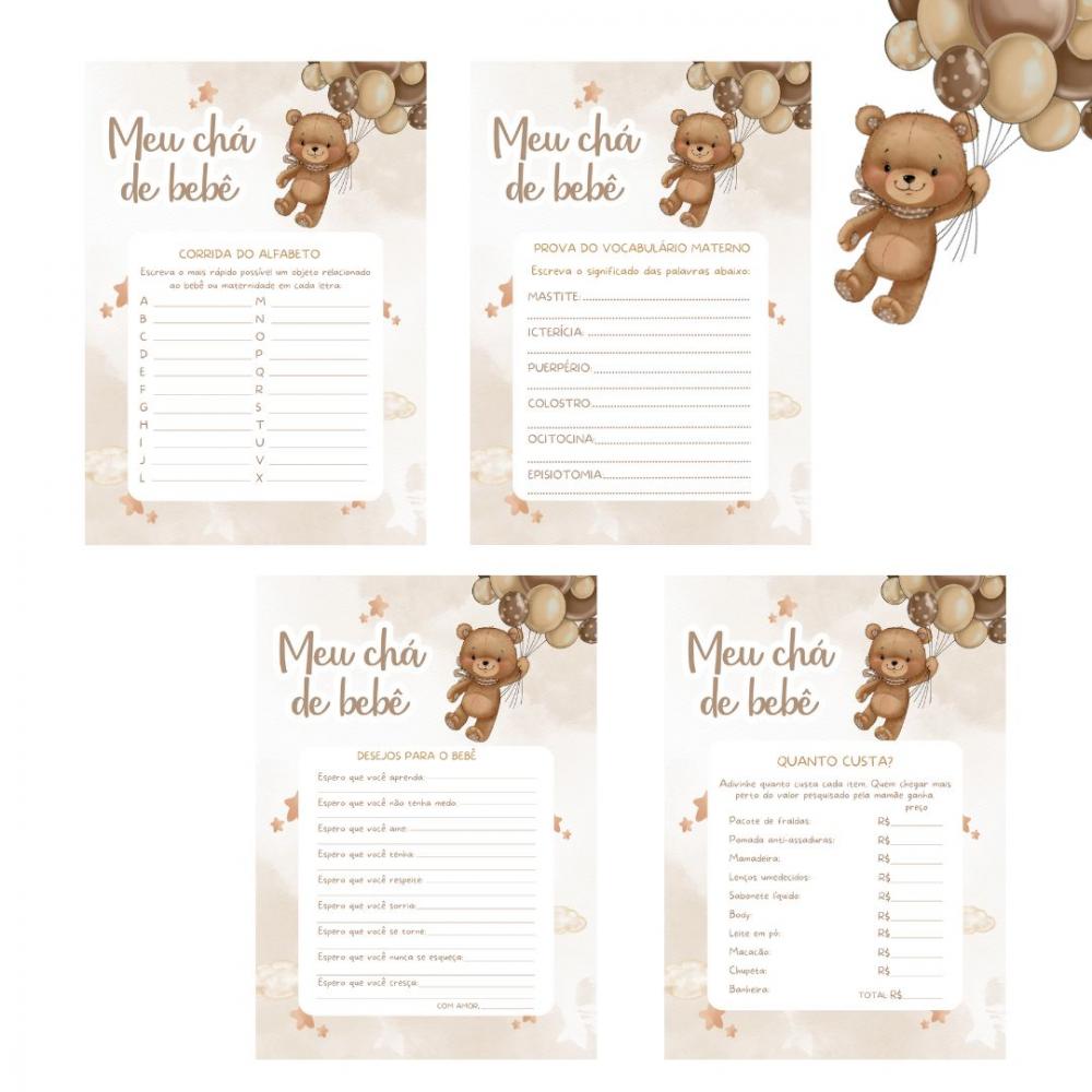 Kit Brincadeiras Chá de Bebê Ursinho Balões -pdf