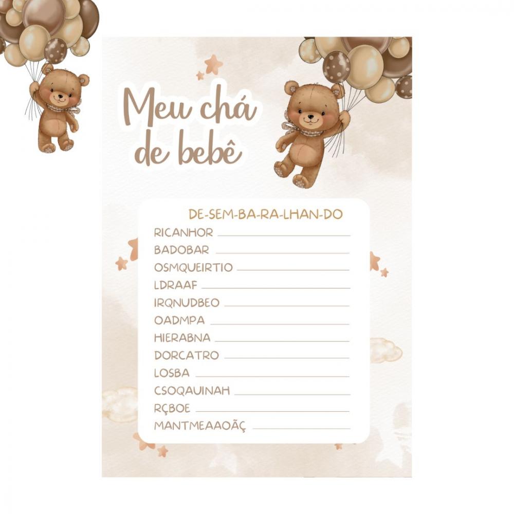 Kit Brincadeiras Chá de Bebê Ursinho Balões -pdf