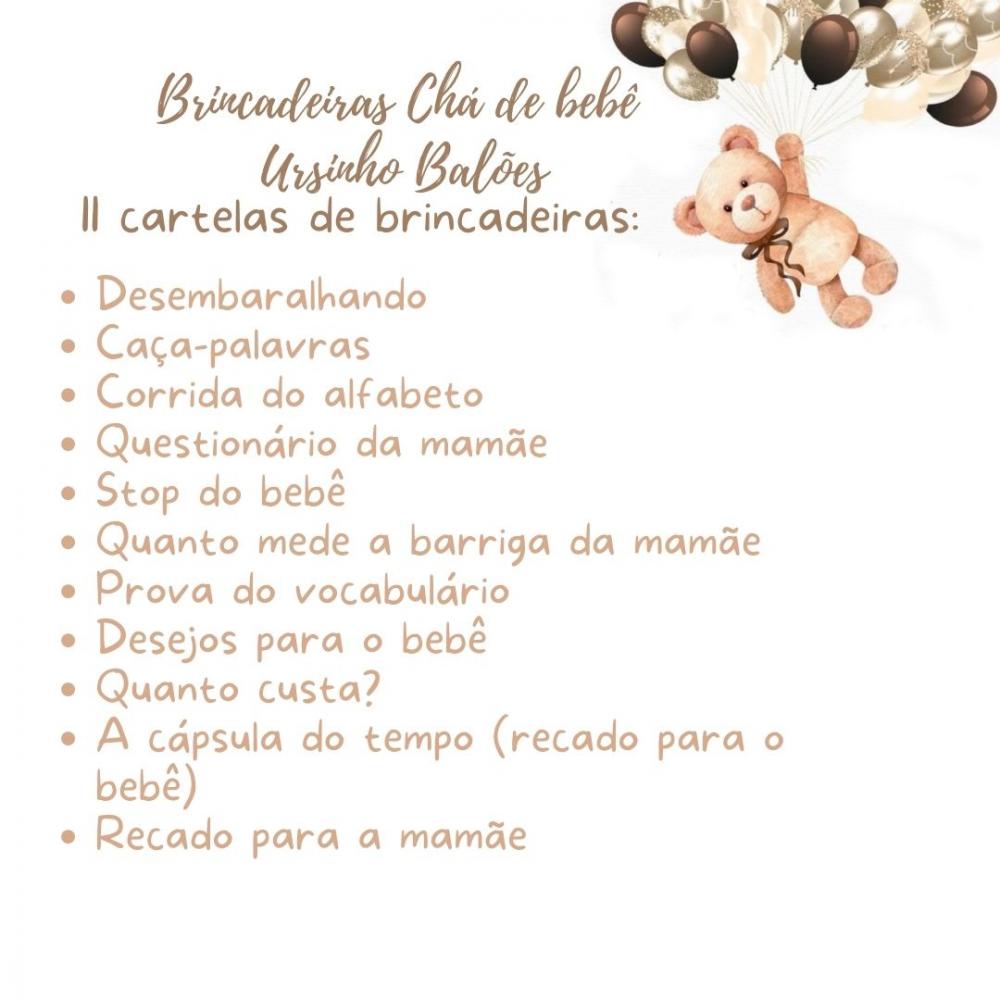 Kit Brincadeiras Chá de Bebê - Ursinho Balões 3