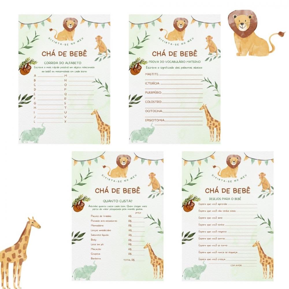 Kit brincadeiras Chá de bebê Safári (PDF)