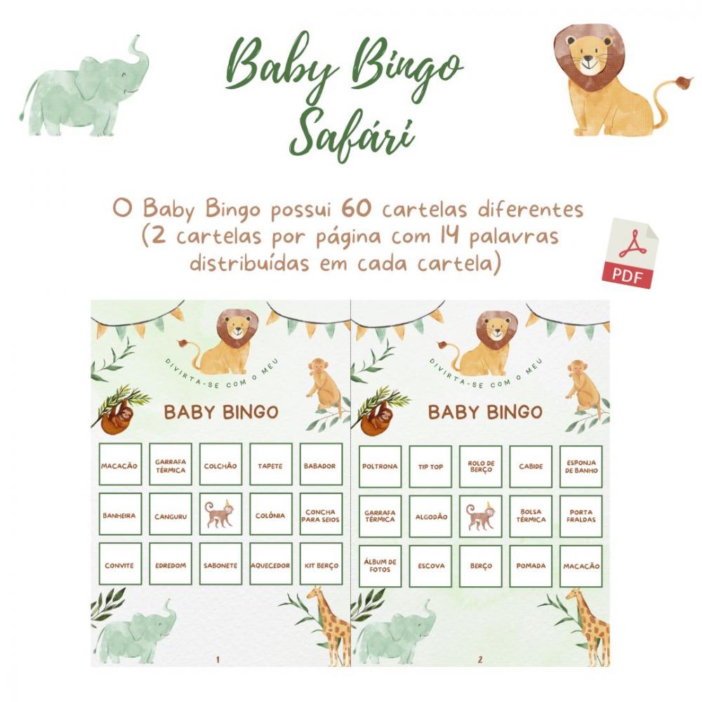 Baby Bingo Safári - 60 cartelas (PDF)