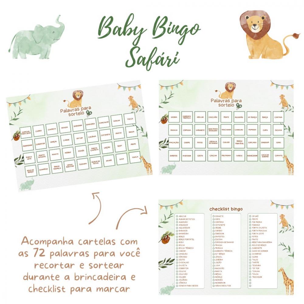 Baby Bingo Safári - 60 cartelas (PDF)