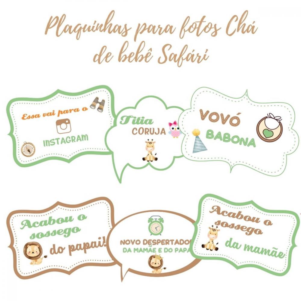 Kit Plaquinhas Chá de Bebê Safári (arquivo Pdf)