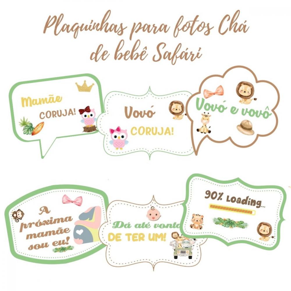 Kit Plaquinhas Chá de Bebê Safári (arquivo Pdf)