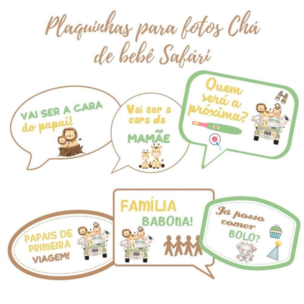 Kit Plaquinhas Chá de Bebê Safári (arquivo Pdf)