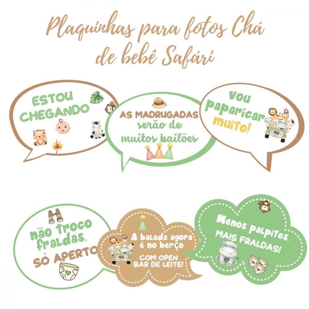 Kit Plaquinhas Chá de Bebê Safári (arquivo Pdf)