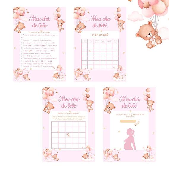 Kit brincadeiras Chá de Bebê Ursinha Cute (PDF)
