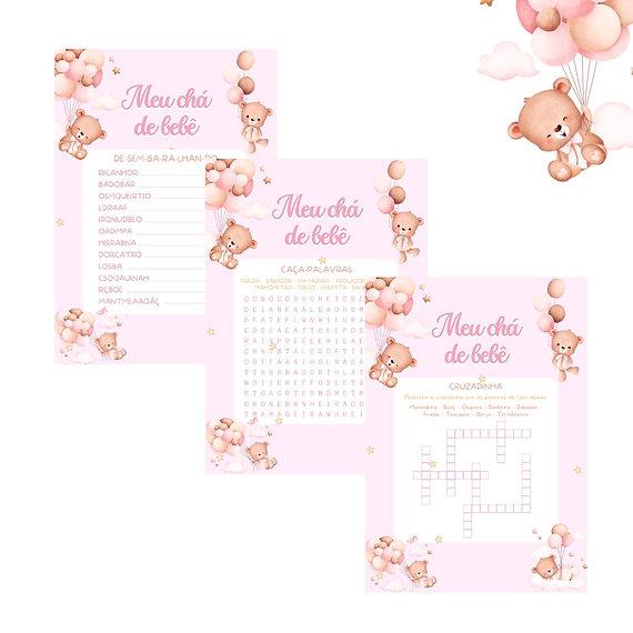 Kit brincadeiras Chá de Bebê Ursinha Cute (PDF)