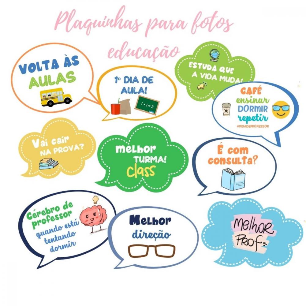 Kit Plaquinhas para Selfie Escolar (arquivo Pdf)