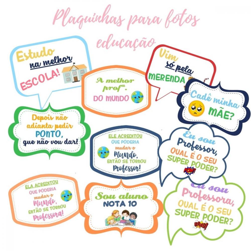 Kit Plaquinhas para Selfie Escolar (arquivo Pdf)